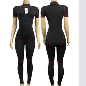 Do my self Enjoy Quality Life Womens Sports Fitness Jumpsuit black Medium NWT